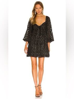 Amanda Uprichard Black Patterned Tie-Front Mini Dress